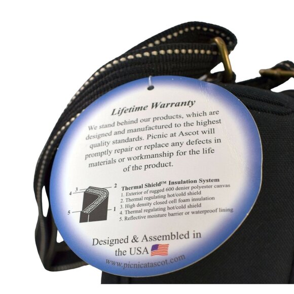 Picnic at Ascot Sunset Deluxe Insulated Single Bottle Wine Bag with Glasses - Picture 7 of 7